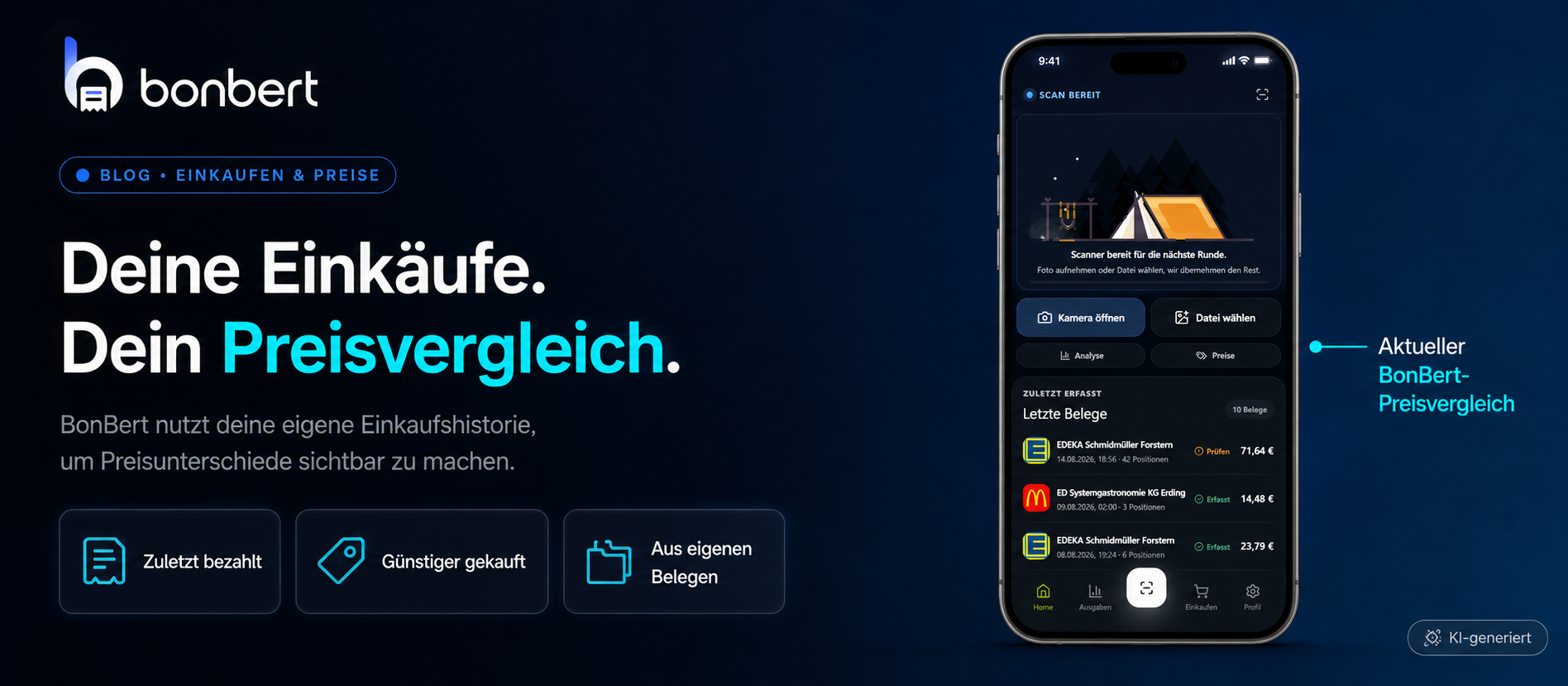 BonBert Preisvergleich mit persönlichen Einkaufspreisen und günstigeren Alternativen aus der Einkaufshistorie
